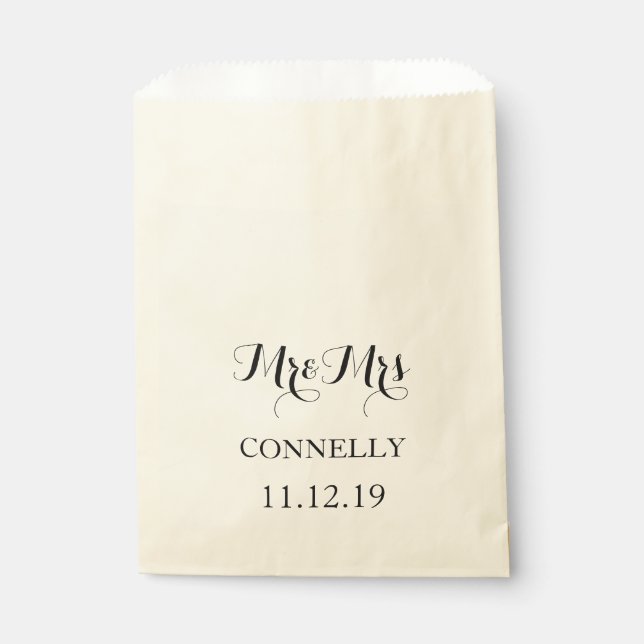 Sachets En Papier Moderne Simple M & Mme Mariage de script (Devant)