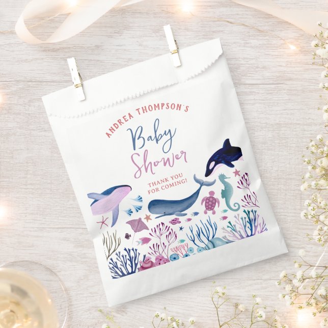 Sachets En Papier Moderne sous la mer Baby shower neutre de genre (Coupé)