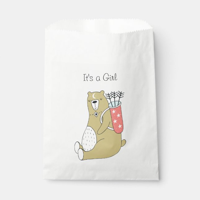 Sachets En Papier Momma Bear | C'est une fille | Sac cadeau Favorise (Devant)