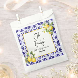 Sachets En Papier Mon bébé ! Carrelage bleu méditerranéen Baby showe