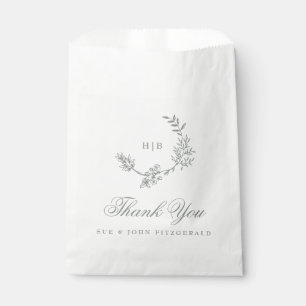 Sachets En Papier Monogram Sage Green Wreath Classic Mariage invité