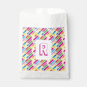 Sachets En Papier Monogramme Arc-en-ciel lignes diagonales Motif Pop