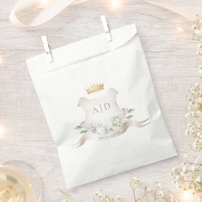 Sachets En Papier Monogramme de Mariage royal de la Couronne Gold Cr (Coupé)