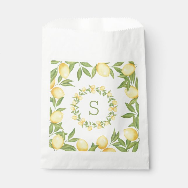 Sachets En Papier Monogramme de verdure de citrons Élégant (Devant)