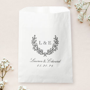 Sachets En Papier Monogramme Initial Classique De Mariage Au Laurier