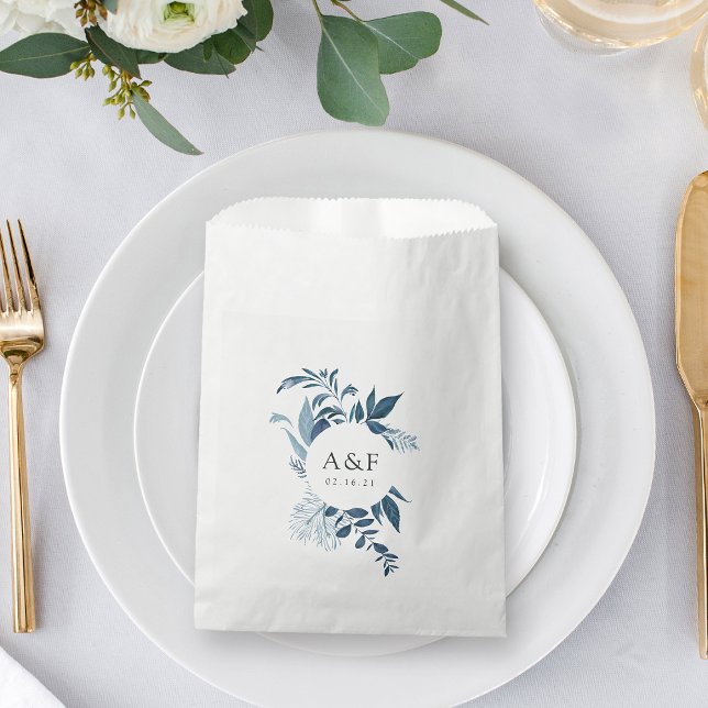 Sachets En Papier Monogramme Mariage bleu azur (Créateur téléchargé)