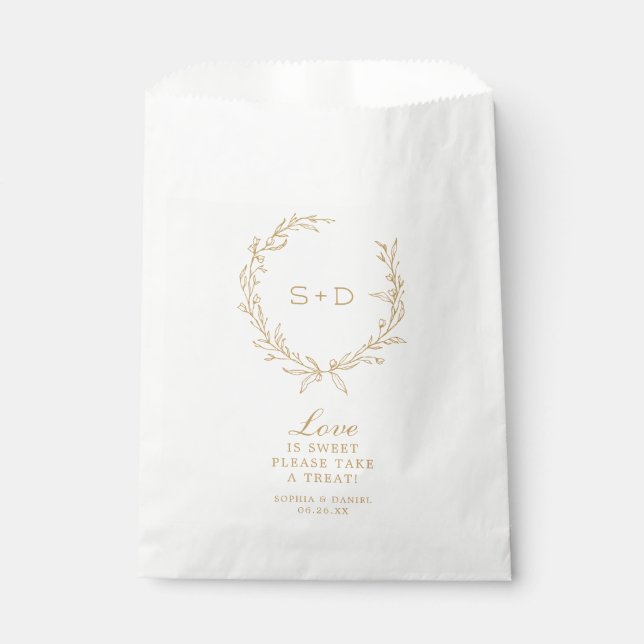 Sachets En Papier Monogramme minimaliste Favoriser l'amour du sac es (Devant)