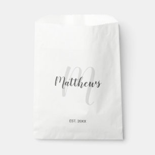 Sachets En Papier Monogramme personnalisé de script et nom de famill