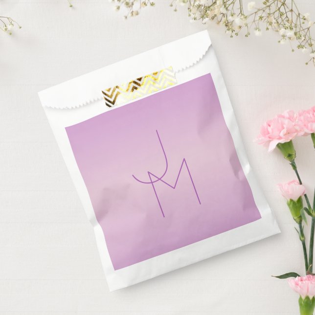 Sachets En Papier Monogramme superposé unique | Lavande rose tendre (Scellé)