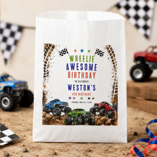 Sachets En Papier Monstre de camion fou 4 ans garçon