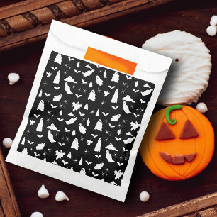 Sachets En Papier Motif d'Halloween, chauves-souris et araignées