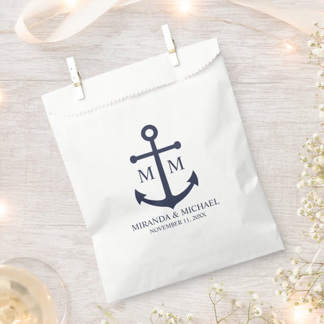 Sachets En Papier Nautical Navy Blue Anchor Wedding (Coupé)