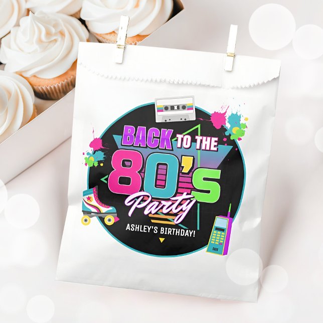 Sachets En Papier Neon Anniversaire des années 80 (Créateur téléchargé)