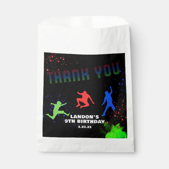 Sachets En Papier Neon Kids Trampoline Park fête d'anniversaire (Devant)