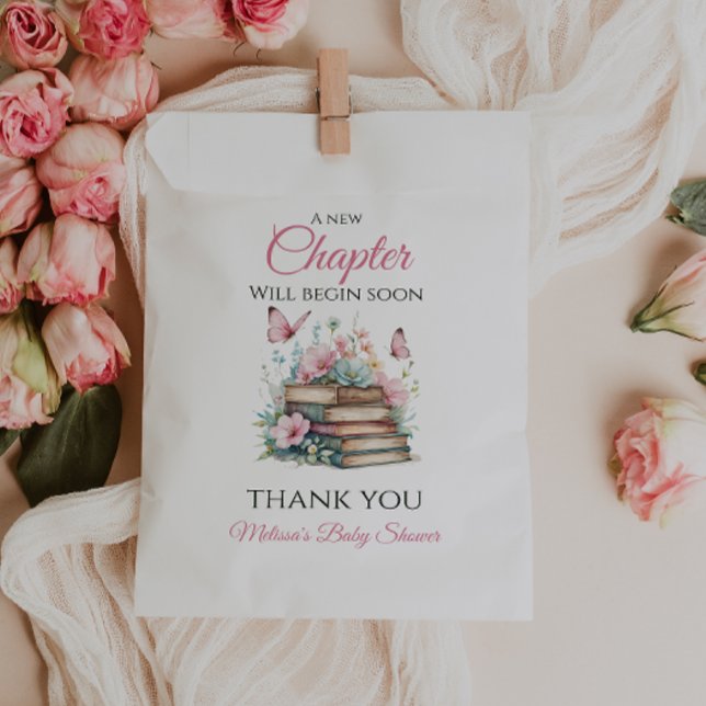 Sachets En Papier New Chapter Pink Girl Storybook Book Baby Shower (Créateur téléchargé)