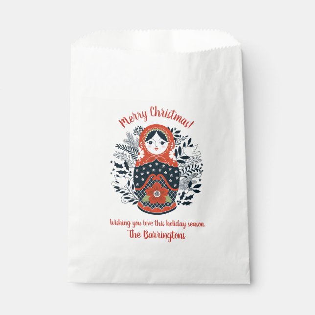 Sachets En Papier Noël de poupée de nidification russe mignon (Devant)