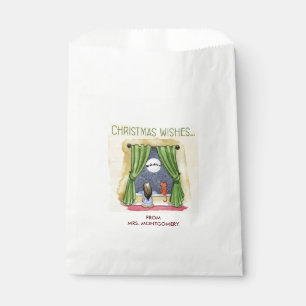 Sachets En Papier Noël Souhaite Mignonne Enfant & Kitty Chat Noël
