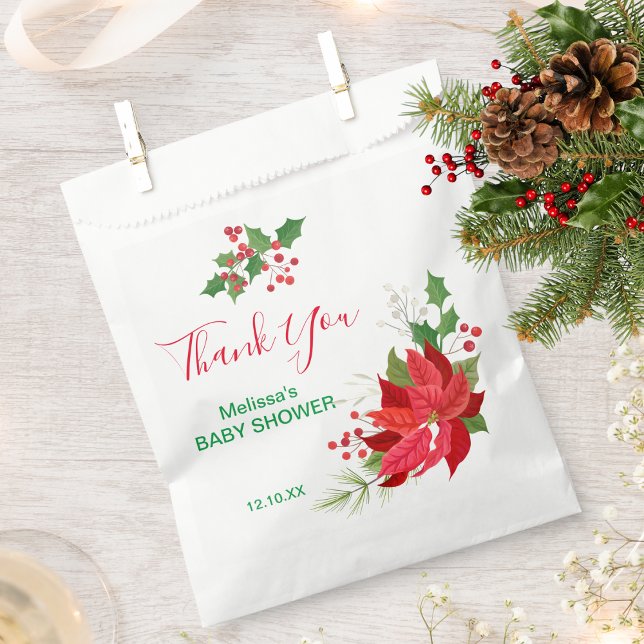 Sachets En Papier Noël Vacances d'hiver Berry Rouge Poinsettia (Créateur téléchargé)