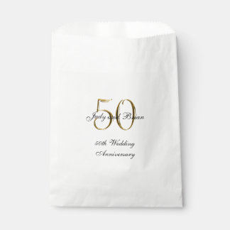 Sachets En Papier Noir d'or 50e anniversaire Mariage
