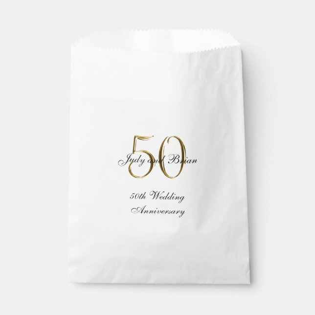 Sachets En Papier Noir d'or 50e anniversaire Mariage (Devant)