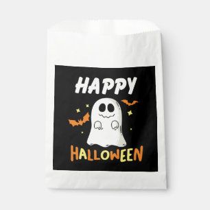 Sachets En Papier Noir et orange avec Ghost Happy Halloween