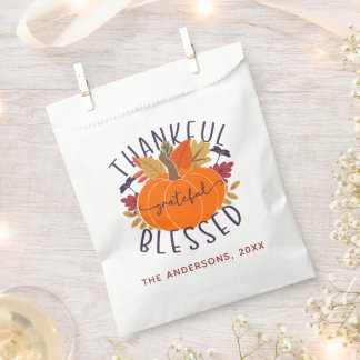 Sachets En Papier Nom De Famille Merci Grateful Blessé Thanksgiving