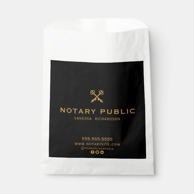 Sachets En Papier Nom Noir & Gold de la clé professionnelle Noir & O (Devant)