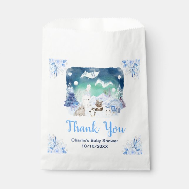 Sachets En Papier Northern Lights Animals Baby Shower Thank You (Devant)