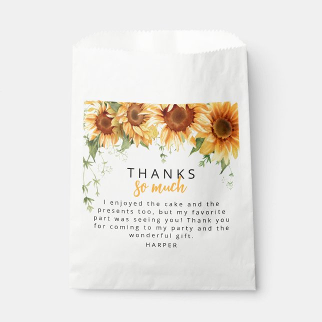 Sachets En Papier Notre petit tournesol photo Merci d'anniversaire (Devant)