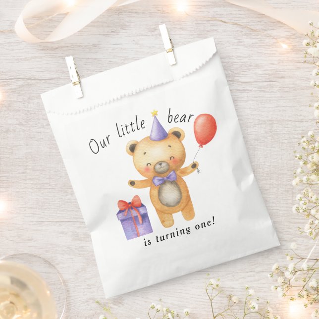 Sachets En Papier Notre petite ours devient un Anniversaire de enfan (Coupé)
