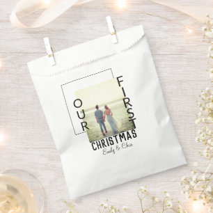 Sachets En Papier Notre premier Noël ajouter photo de nom de couple