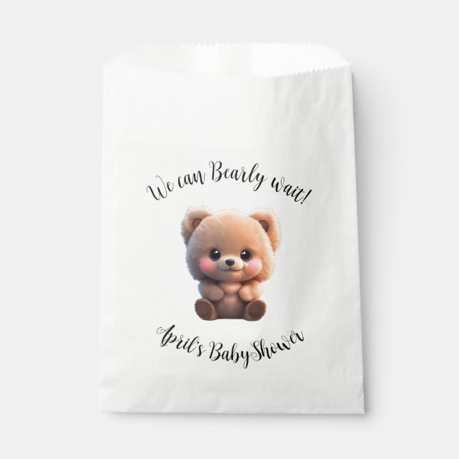 Sachets En Papier Nous pouvons Bearly Wait Baby shower ours en peluc (Devant)