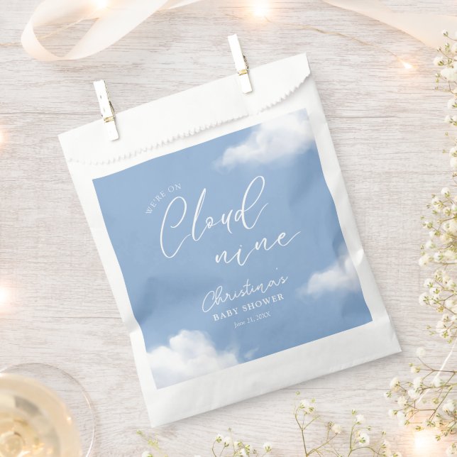 Sachets En Papier Nous sommes sur Cloud 9 Baby shower Blue (Coupé)