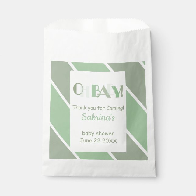 Sachets En Papier Oh Baby Green Baby shower moderne Favoriser Sac (Devant)