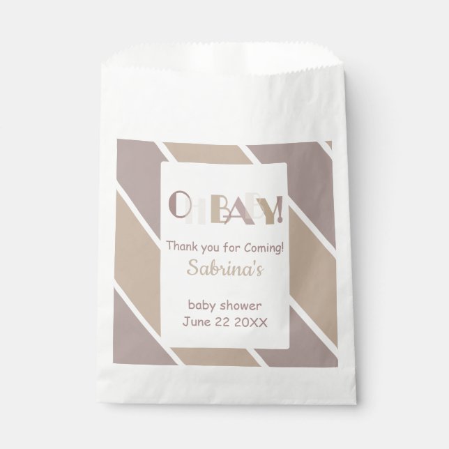 Sachets En Papier Oh Baby Mocha Baby shower moderne Favoriser Sac (Devant)