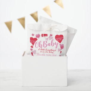 Sachets En Papier Oh Baby rose rouge amoureux Baby shower blanc
