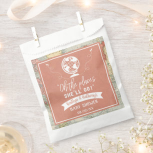 Sachets En Papier "Oh les endroits où elle ira !" Baby shower Carte 