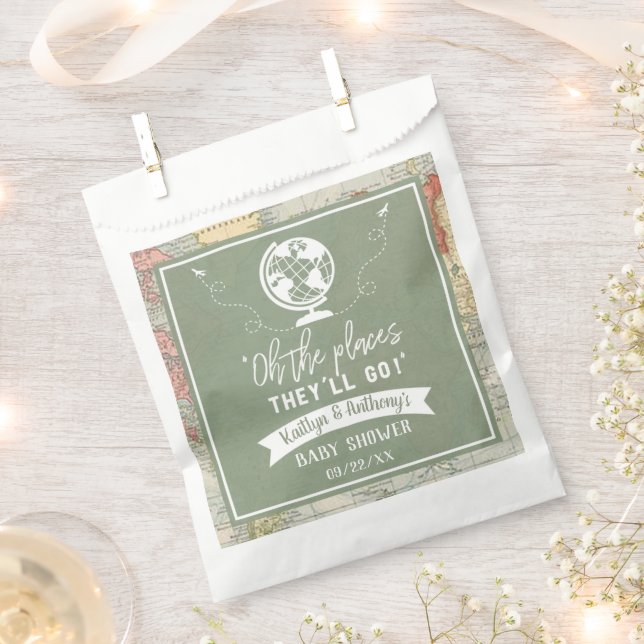 Sachets En Papier "Oh Les Endroits Où Ils Vont Aller !" Baby shower  (Coupé)