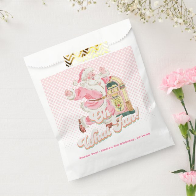 Sachets En Papier Oh Quel Amusant Pink Retro Père Noël À Thème Anniv (Scellé)