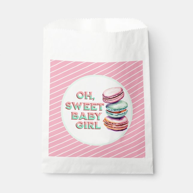Sachets En Papier Oh Sweet Baby Girl Macaron Baby shower à thème (Devant)