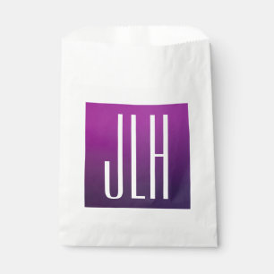 Sachets En Papier Ombre violet et initiales blanches ou autre texte