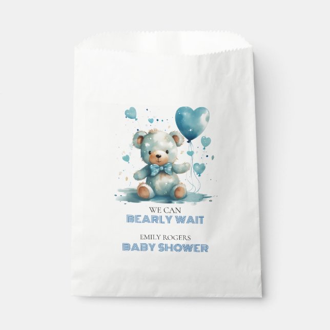 Sachets En Papier On peut attendre Blue Teddy Bear (Devant)