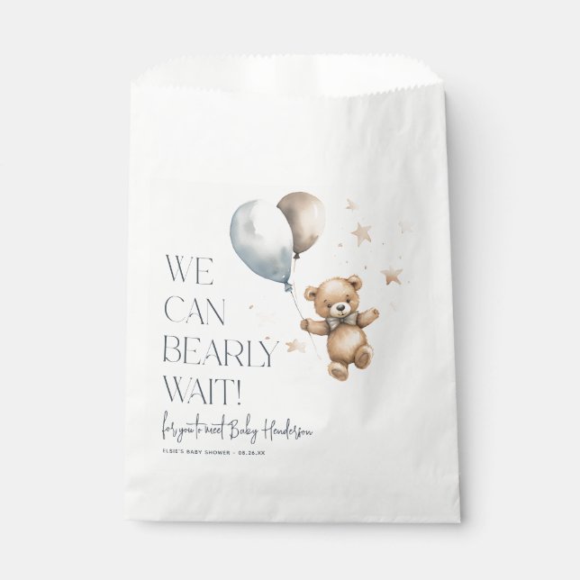 Sachets En Papier On Peut Attendre Le Baby shower Garçon (Devant)