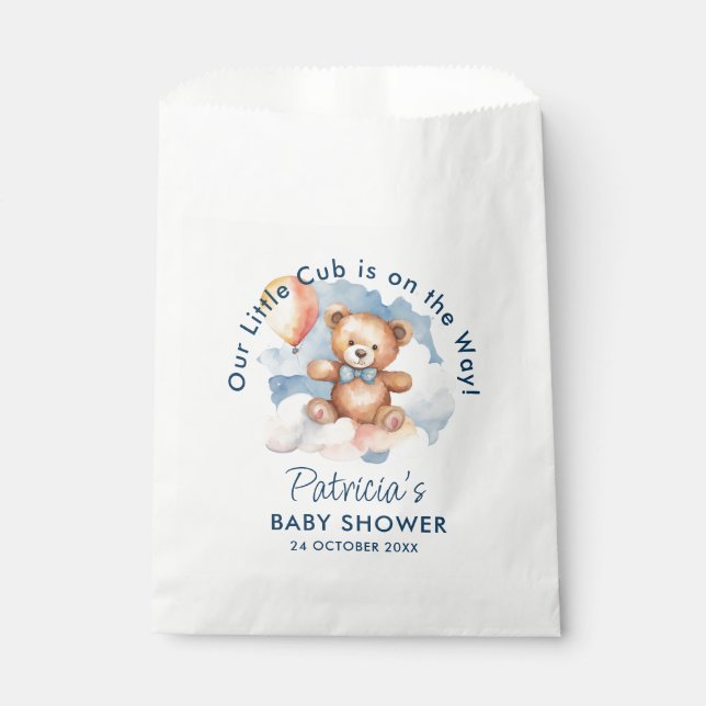 Sachets En Papier On Peut Attendre Le Baby shower Teddy Bear Garçon (Devant)