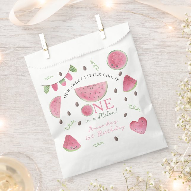Sachets En Papier One in a Melon Cute Watermelon Girl 1er anniversai (Coupé)