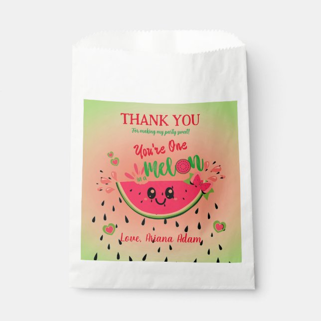 Sachets En Papier One In A Melon Watermelon Premier anniversaire de  (Devant)