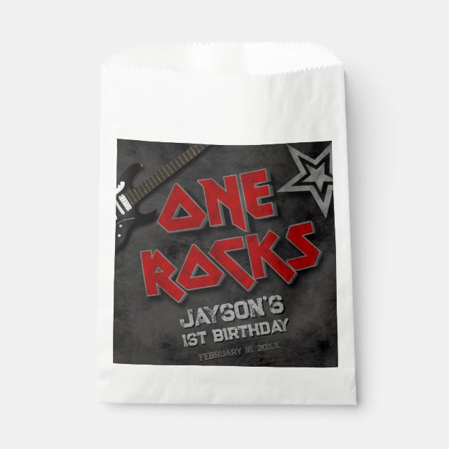 Sachets En Papier One Rocks - Garçon 1er anniversaire (Devant)
