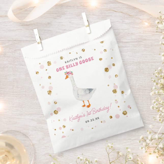 Sachets En Papier One Silly Goose Girls 1st Birthday Party (Coupé)