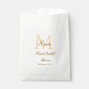 Sachets En Papier Orange monogramme douche de mariée ajouter nom mod