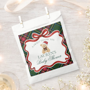 Sachets En Papier Ours de Noël à carreaux Tartan Baby Shower Dessert